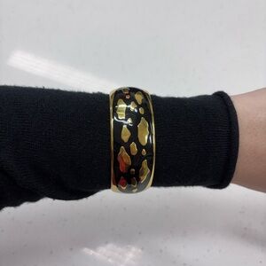 Vintage Gold and Black Bangle Bracelet